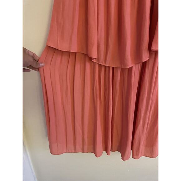 Zara Dress Women's XS Coral Pink Mini Frill Draped Ruffle Strappy Layered - Picture 4 of 6